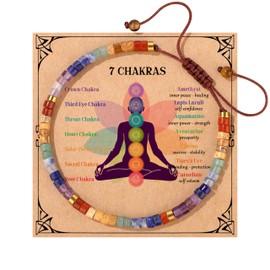 JoycuFF Chakra Bracelets for Women,7 Chakras Crystals Healing Stones Bracelet Spiritual Healing Gifts for Anxiety