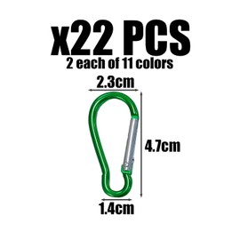 22 Safety Spring Hooks, Multiple Colors, Multi-Functional Mini Metal Carabiner, Reusable, Outdoor Supplies.