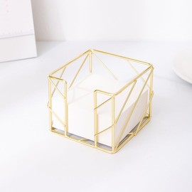 4every 2Pcs ( Square + Circle ) Post Note Holder + Pen Holders,Gold Metal suit for Desk Memo、tableware、flowers、marker pencil Storage,Home Office Supplies and Accessories,Makeup Brushes Cup