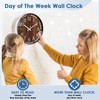 QINFIEY 12 Inch Day of Week Wall Clock, Non Ticking