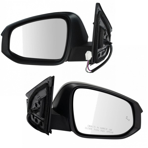 TRQ Driver & Passenger Side Mirror Set with Heat with