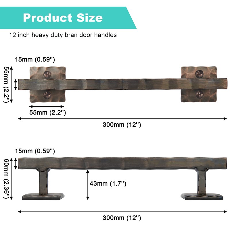 Eumtenr Rustic Barn Door Handles for Sliding Door, 12" Heavy
