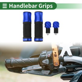X AUTOHAUX 7/8" 22mm 15/16" 24mm Motorcycle Hand Grips Cover Kit Aluminum Alloy Rubber Handlebar Grips Blue