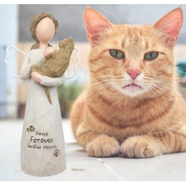 LUROLURORY Cat Memorial Gifts for Loss of Cat, Cat Loss Sympathy Gifts, Cat Bereavement Gifts in Memory of Passed Away Pet Cat, Resin Cat Angel Figurine for Cat Mom and Cat Lovers