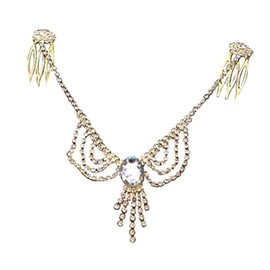 V G S Eternity Fashions Head Jewelry ~ Clear Rhinestones Head Chain Hair Band (4307-GDC Ur)