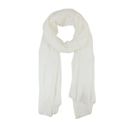 fashionchimp Women's Scarf with Fringe Hem, Airy, Light Summer Quality, Airy, Soft Summer Scarf, White