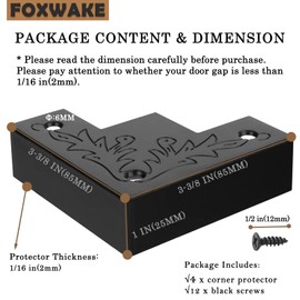 Foxwake Black Metal Corner Protector 3.3 * 3.3 * 1In Decorative Wood Funiture Barn Sliding Door Corner Guards Metal Table Corner Antirust Zinc Alloy Edge Cover Bracket with Screw(4Pcs)