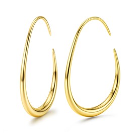 Adramata Hoop Earrings for Women Lightweight 14k Gold Plated Large Oval Gold Earrings Dangle Gift for Women, Copper