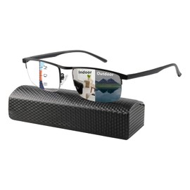 Progressive Photochromice Reading Glasses For Men Women,Multifocal Transition Glasses Outdoor Sunglasses Anti UV/Blue Light (Black, 2.0, x)