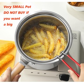 Small Stainless Steel Oil Strainer Pot With Fry Basket, 2.5L Small Capacity Deep Fryer with Lid, Oil Filter Pot,Stove Top Deep Fryer With Basket For Cooking Chicken Wings, Seafood