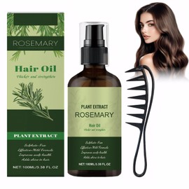 Rosemary Oil for Hair,100ml Natürlich Hair Growth Oil,Veganic Natürliches Haarwuchsöl,Rosmarin-Haarwuchsöl für Trockenes,Haaröl,Geschädigtes und Dünnes Haar,mit 1 Haarkamm