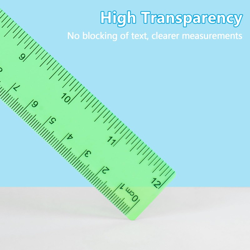 MOXYOY Plastic Ruler Set,30cm/12in Clear Ruler Kit Transparent Straight Measuring