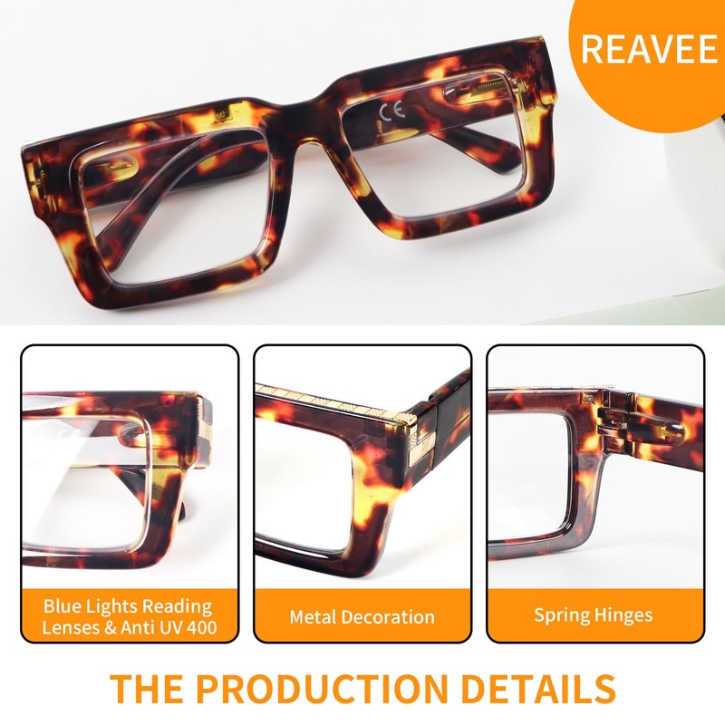 REAVEE 3 Pack Oprah Style Reading Glasses for Women Men,