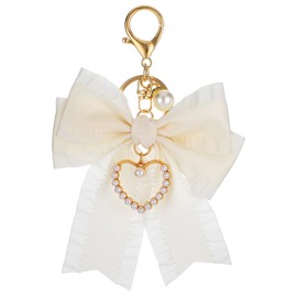 Giantree Bow Keychain Charm Women, Purse Bow Charm, Purse Charms Backpack Charm Purse Keychain, Purse Accessories Charms Bowknot, Bow Keychain for Car Handbag Decoration Accessories(White)