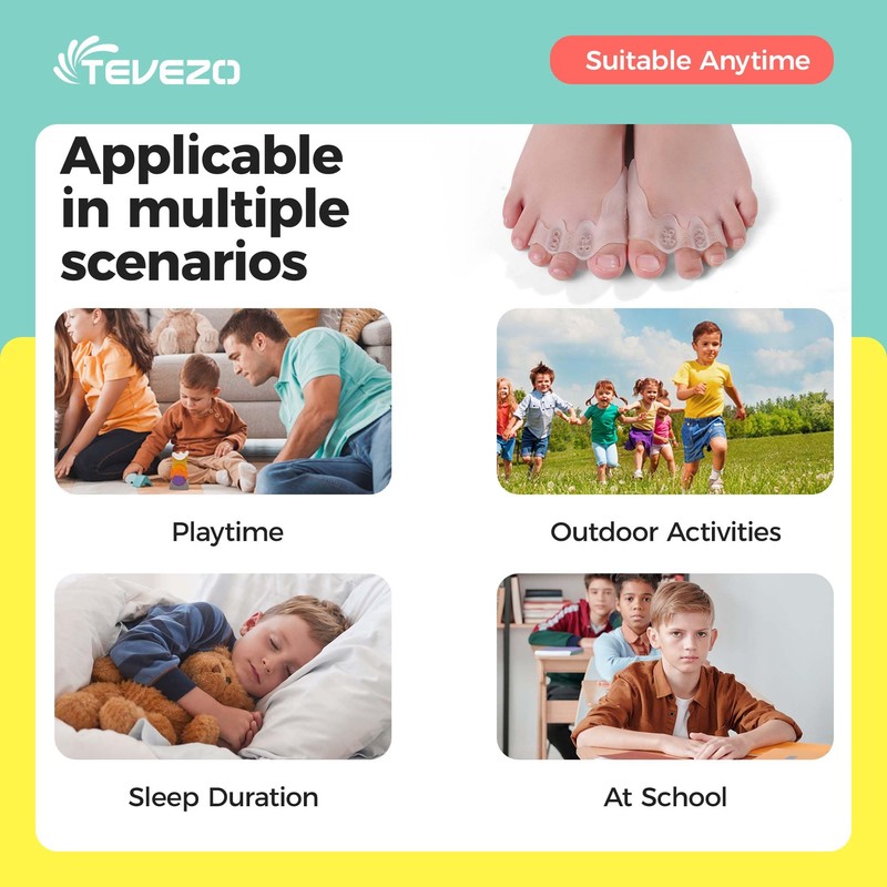 TEVEZO Toe Spacers & Bunion Corrector for Kids | Toe