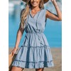 CUPSHE Women's Split V Neck Ruffled Sleeveless Denim Skirt Summer