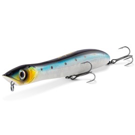 Dr.Fish Topwater Fishing Lure 5.5'' Walk The Dog Lure Jerkbait Bass Fishing Lure Freshwater VMC Treble Hooks Saltwater Lures Plug Poppers Striper Pike Catfish Surf Fishing Offshore Silver/Blue