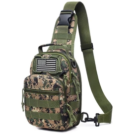 LIMHOO Tactical Sling Bag Backpack Shoulder Bag with USA Flag Patch, Jungle Digital, Daypack Backpacks