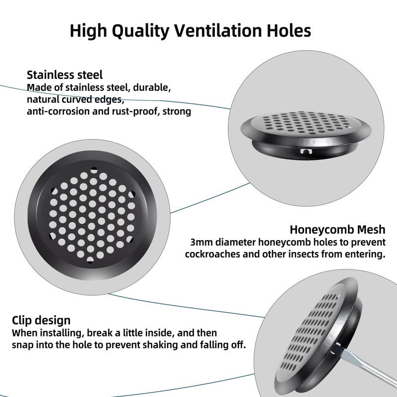 50 Pcs Round Soffit Vents 2 inch/53 mm Circular Air