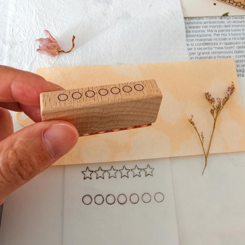 Wissppoott 3-Piece Wooden Rubber Stamp Set - 6-Star Rating Stamp,