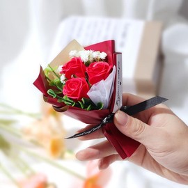 Cruel Fall Artificial Flower Bouquet for Room Decor, Creative DIY Spring Mini Soap Rose Bouquet, Creative Flower Arrangement for Home Wedding Decor, Gifts for Girlfriend, Atmosphere Arrangement Ornament, Fall Decor, Home Decor - Color: Burgundy, Specific