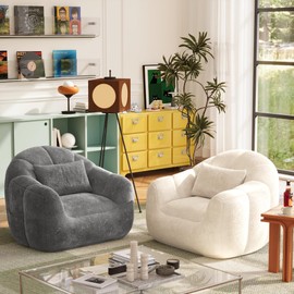 Homall Bean Bag Chair, Oversized Bean Bag Couch with Shredded Sponge Filler, Pumpkin Shaped Large Floor Sofa for Gaming, Reading, Relaxing in Living Room and Bedroom (Grey)