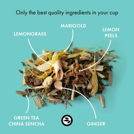 "Smiling Buddha" Grüner Tee Lose Ingwer Zitrone, Aromatisierter Tee mit Zitronengras, (ca. 40 Tassen) 100 Gramm von alveus