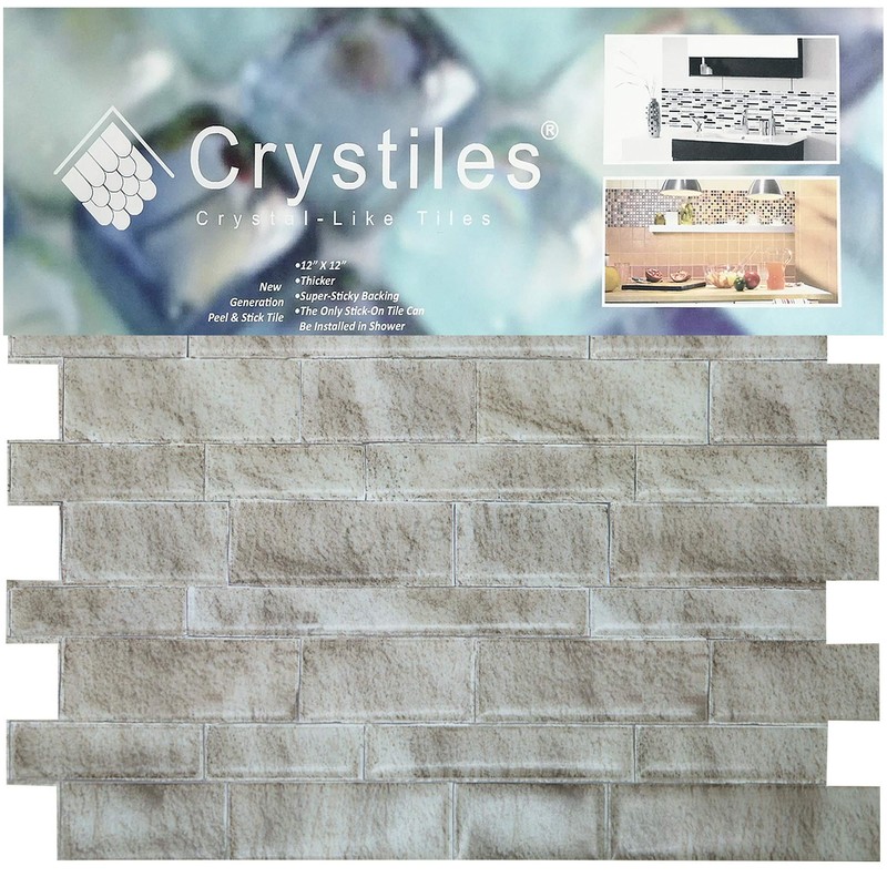 Crystiles 12"x12" Vinyl Peel and Stick Tile Backsplash, Matte Finish