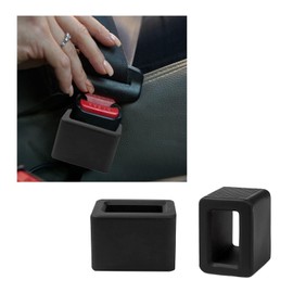 Augeny 2PCS Seat Belt Buckle Holder, Silicone Auto Rear Seatbelt Buckle Booster to Makes Receptacle Stand Upright for Easy Access, Universal Vehicle Seatbelt Buckle for Kids （Black）
