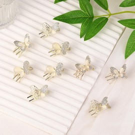 12Pcs Small Pearl Hair Claw Clips, Mini Butterfly Hair Barrettes,Sweet Decorative Hair Accessories for Women Teens