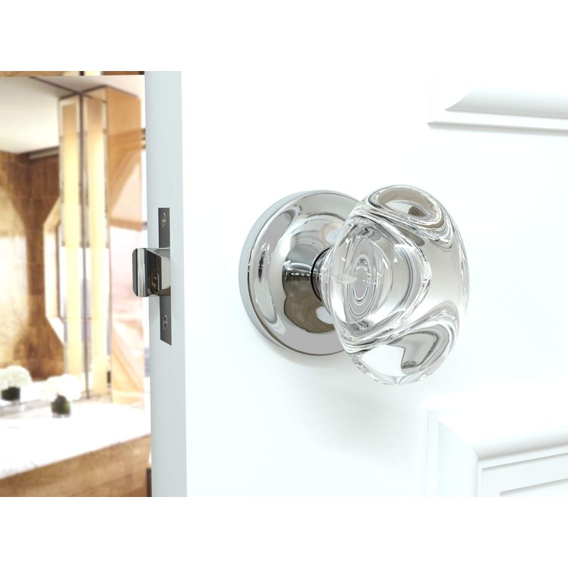 Passage Oval Egg Crystal Door Knobs Polished Chrome Round Rosette
