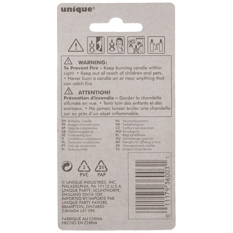 Unique Deluxe Number 3 Birthday Candle, 5", White & Red