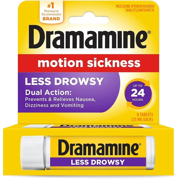 Dramamine All Day Less Drowsy Motion Sickness Relief, 8 Tablets