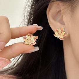 Leaf Earrings for Women Trendy Pearl Maple Leaf Earrings Tassels Maple Leafdrop Dangle Earrings Statement Trendy Festive Earrings Leaf Earrings Earrings for Womens