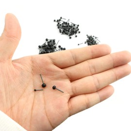 NX Garden Glass Eye 150PCS 2/3/4mm Black Beans Needle Type Glass Eyes Balls for Puppet Doll Craft
