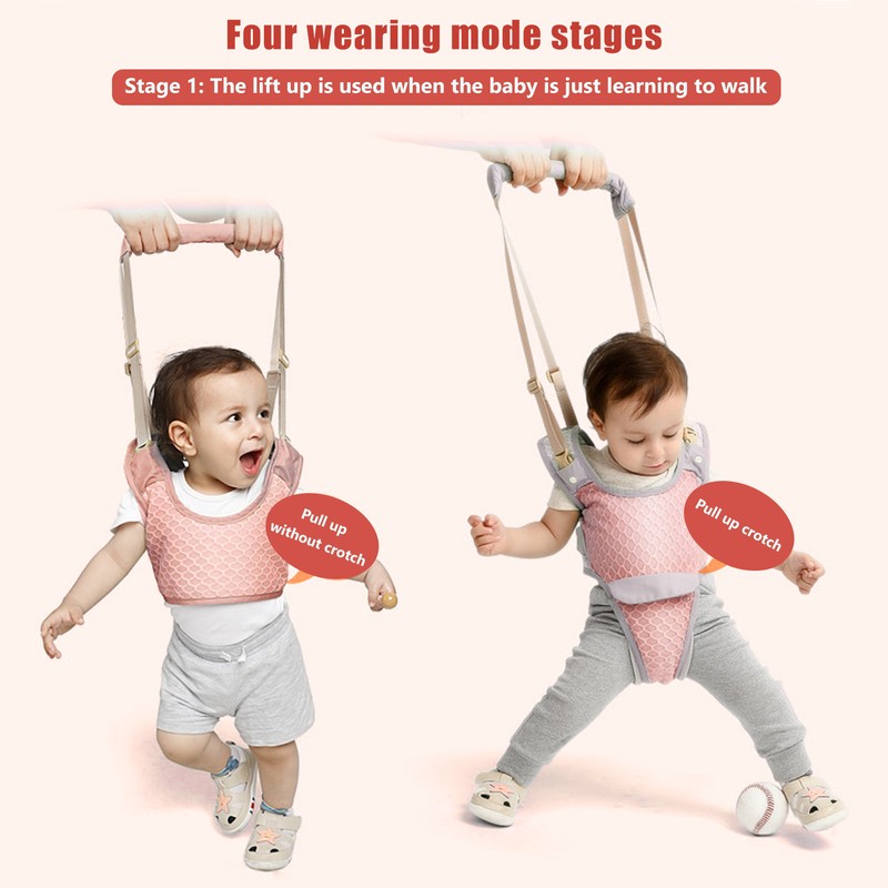 Baby Walking Harnesses Lightweight Adjustable Detachable Crotch Pad Handheld Toddler