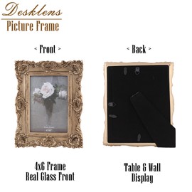 Desklens Vintage Picture Frame 4x6, Victorian Ornate Picture Frame, Antique Photo Frame for Tabletop Wall Haning, Home Decor Frames, Gift Ideas