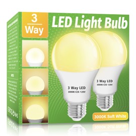 Wiyifada 3 Way LED Light Bulbs 2 Pack, 3 Way Light Bulbs 30 70 100 Soft White 3000K,E26 Medium Base A19 Three Way Light Bulb, Indoor 3way Bulb for Reading