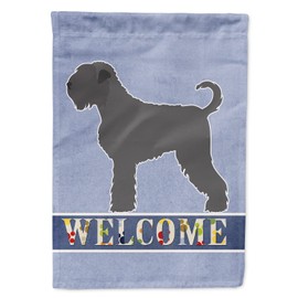 Caroline's Treasures BB8293GF Black Russian Terrier Welcome Garden Flag, Blue Mailbox Flag Decorative Yard Flag Banner Outside Patio Artwork Yard Flower Beds, Garden Size, Multicolor