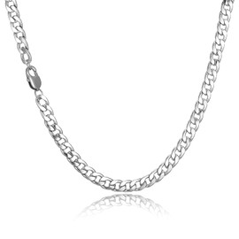 HSWYFCJY Men Chains Necklace Cuban Chain Mens Silver Curb Chain Necklaces Sturdy Cuban Link Chain Necklace Stainless Steel Boys 6/9mm Width, 18/20/22/24 Inches (20Inch (51CM), Width:9MM)
