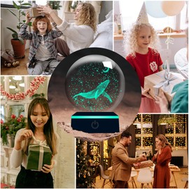 YATOSEEN 3D Whale Crystal Ball with Multicolor Night Light, K9 Mini Crystal Whale Model Marine Life, Gift for Kids Friends Couple Birthday Festival