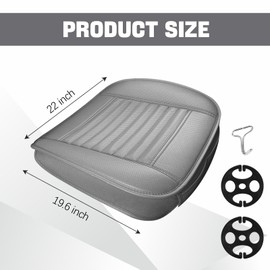 wuyaoyao Car Seat Bottom Cover, Anti-Slip Leather Car Front Seat Cushion Pad, Full Wrap Bottom Auto Seat Protector with Pocket, Universal Front Seat Cover Cushion Mat for Most Vehicles (Gray)