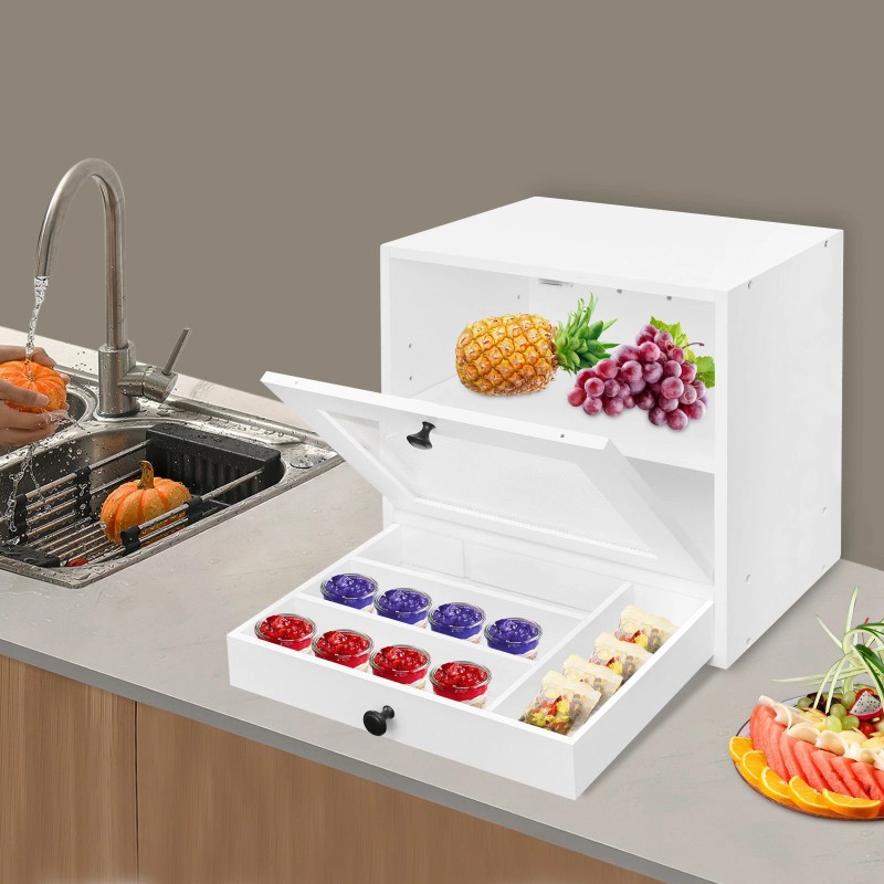 Unbranded Bread Box for Kitchen Countertop 2 Layer Wooden Bread