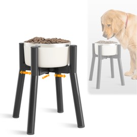 Adjustable Raised Dog Bowl Stand for 7-10.6" Diameter Food & Water Bowls - 11" Tall Elevated Feeder for Improved Comfort & Posture (Bowl Not Included)