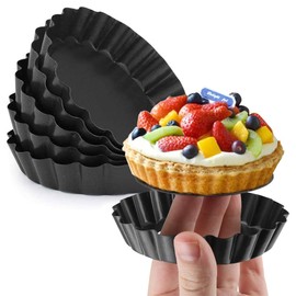 Gutsdoor 6 Pack Mini Tart Pan 4 Inch with Removable Bottom Quiche Pan Nonstick Round Quiche Pie Pan Set