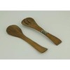 Hand Carved Wood and Bone Flat Handle Salad Server Set