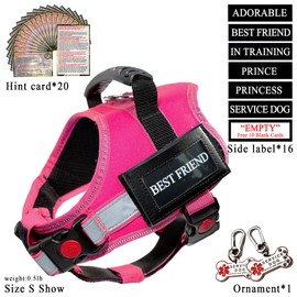 Breathable Dog Vest,Service Dog Harness,ID Tag and ADA Info Cards,ESA Accessory Set,No Pull Escape Proof,Adjustable Reflective Vest Harness for Dogs,Comfort Fit Pet Leash Set (Pink, Medium)