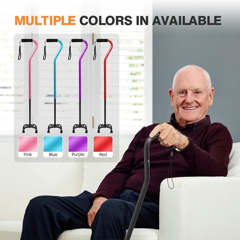 Homodoskey Adjustable Walking Cane with Offset Soft Cushioned Handle for