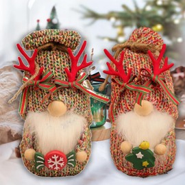 FFXQCTFF Set of 2 Knitted Plush Gnome Christmas Decorations Polyester Christmas Gnomes for Festive Decor - Perfect Gnome Decor for Christmas(Red)