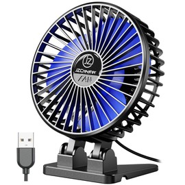 JZCreater USB Desk Fan, Mini Portable Fans, 3 Speeds Desktop Table Cooling Fan, Plug in Power, Rotation Strong Wind, Quiet Personal Small for Home Office Travel Bedroom, Black Blue